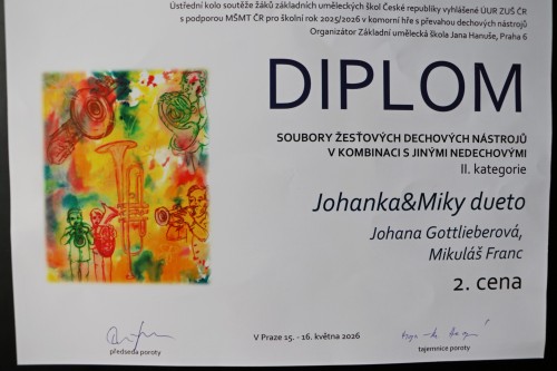 Ústřední kolo soutěže UR ZUŠ - komorní hra s převahou dechových nástrojů