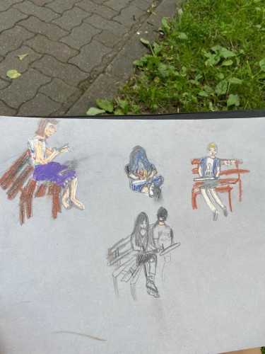 Výtvarníci ateliéru Lucie Medřické v městském parku