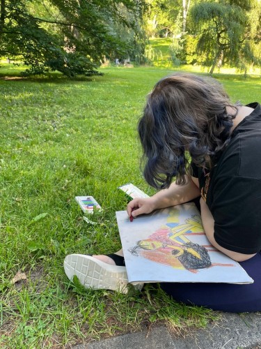 Výtvarníci ateliéru Lucie Medřické v městském parku