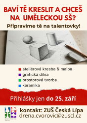 ZUŠ - BAVÍ TĚ KRESLIT A CHCEŠ NA UMĚLECKOU SŠ